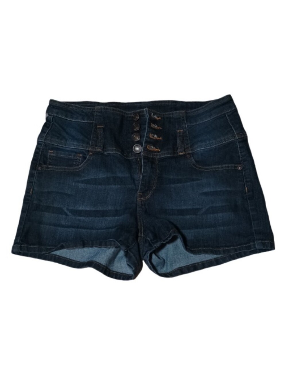 Wax Jean Dark Blue High-Rise Button-Front Denim Shorts